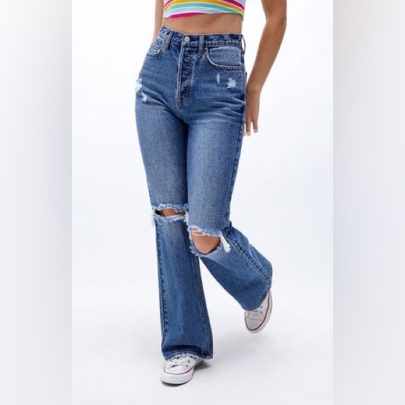 Pacsun Ripped HighRise Bootcut Denim Jeans